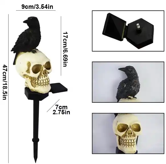 Lampara De Calavera Y Cuervo Negro