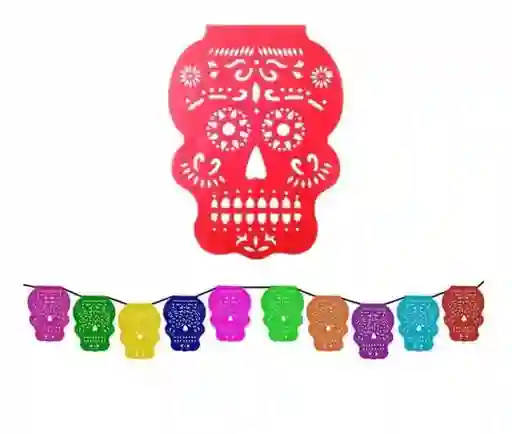 Guirnalda Decoración Banderin Fiesta Mexicana Papel Craneos Calaveras 4 Mt