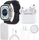 Kit Smartwatch X8 Con Bluetooth + Audifonos Inalámbricos + Cargador Negro