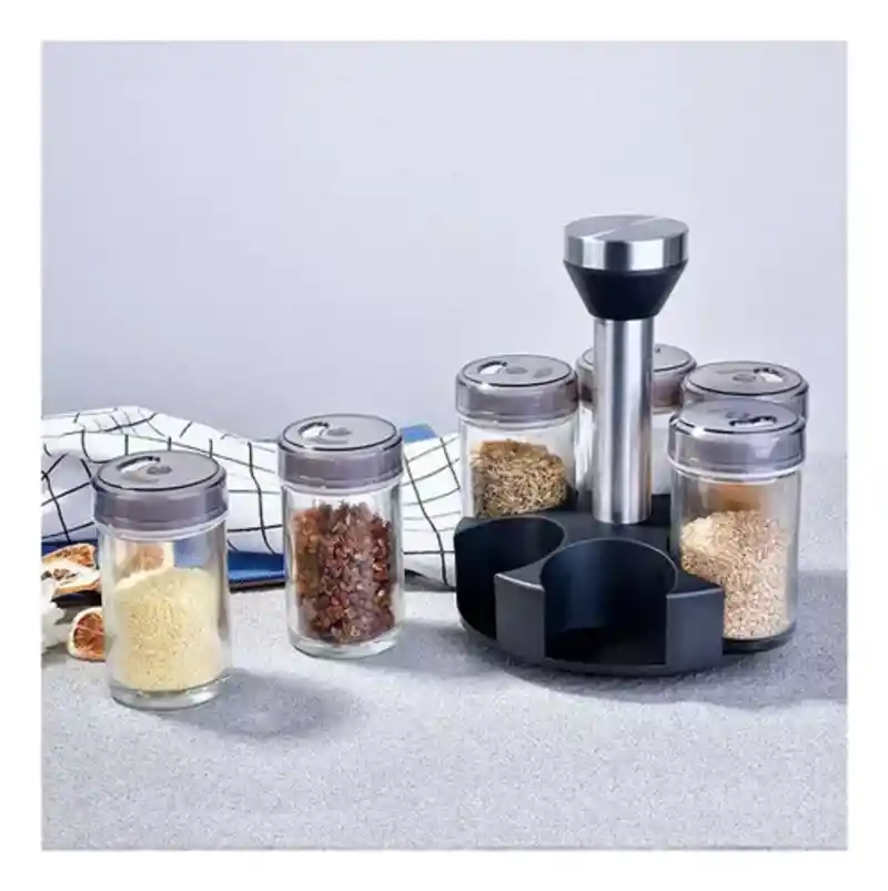 Condimentero Giratorio Para Especias Organizador Cocina X6 Color Negro