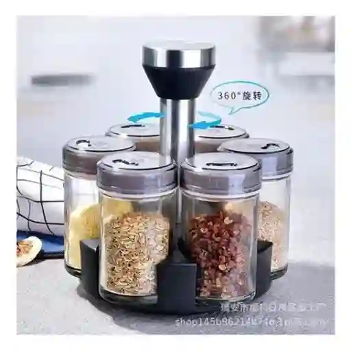 Condimentero Giratorio Para Especias Organizador Cocina X6 Color Negro