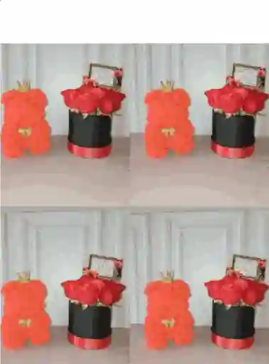 Oso De Rosas + Arreglo Floral