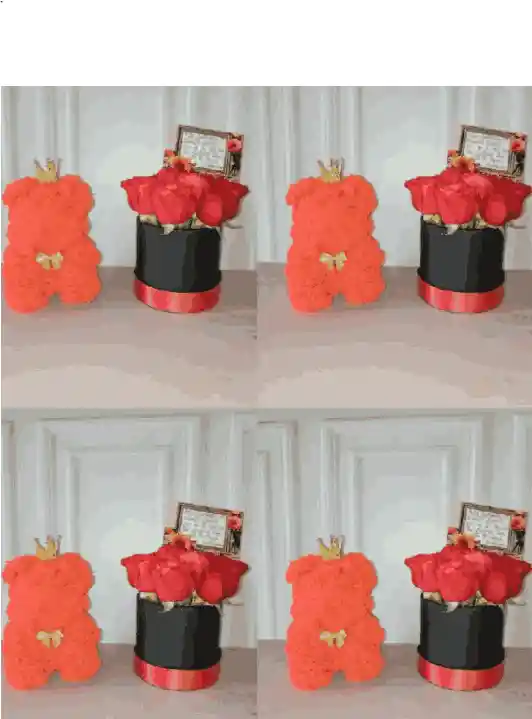 Oso De Rosas + Arreglo Floral