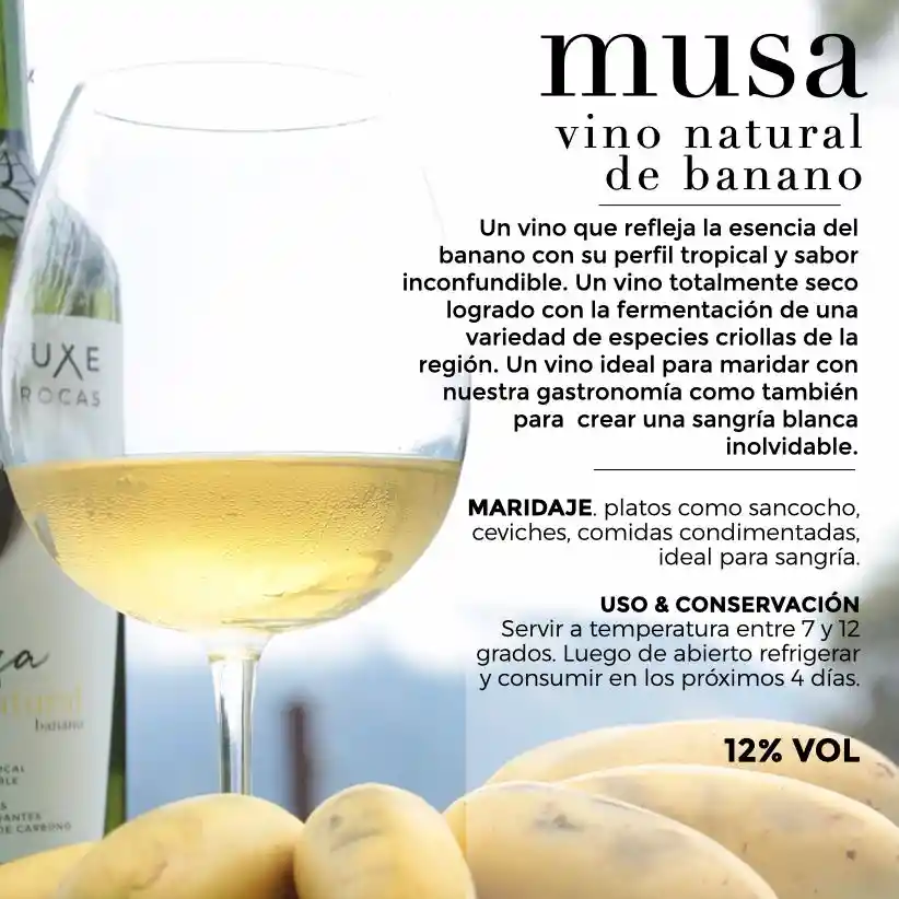 Musa - Vino Natural De Banano X 750ml Cruxe De Las Rocas