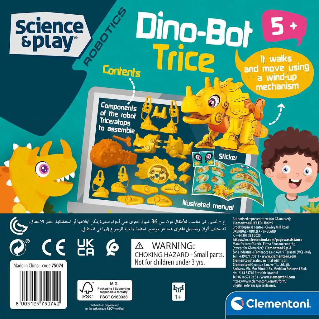 Juego Didáctico Dino Bot Robot Armable Triceratop Para Niños