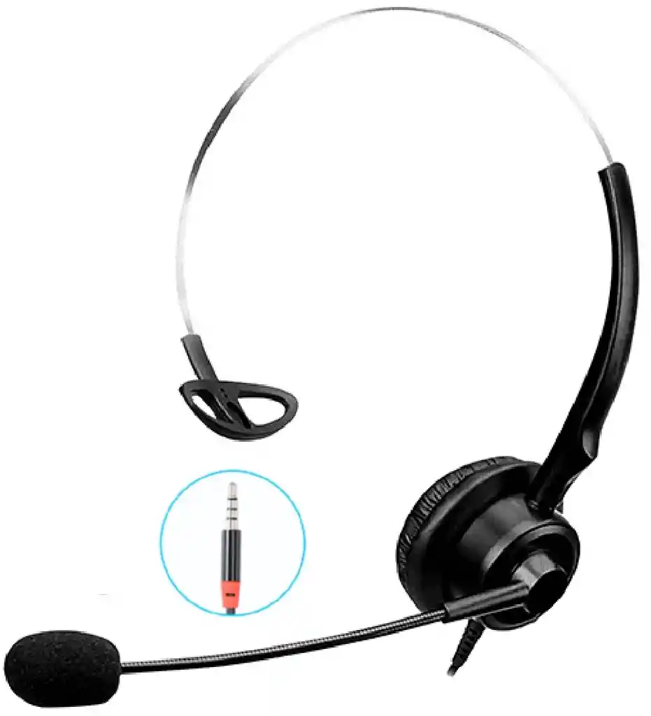 Diadema Mono Auricular Callcenter 3.5mm Microfono Flexible