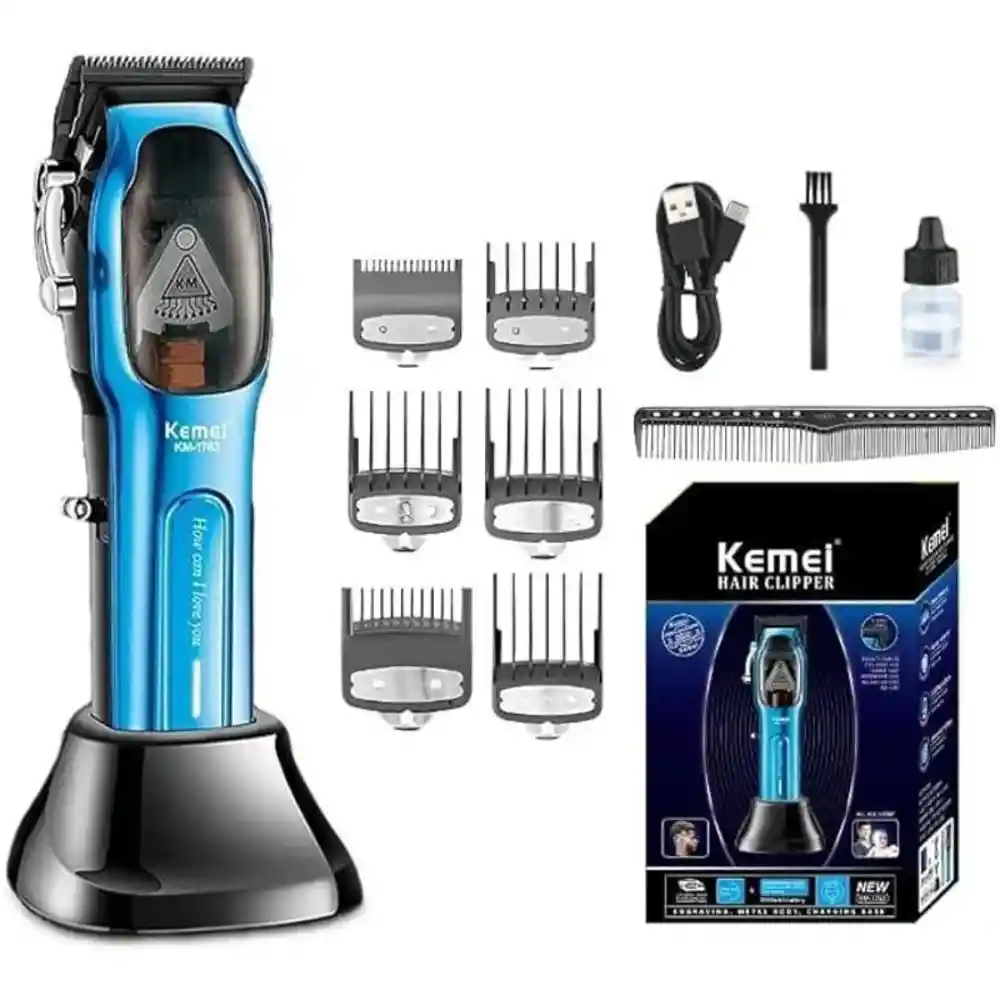 Máquina Peluquera Kemei Profesional Km-1763 Color Azul 5v