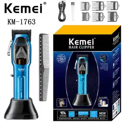 Máquina Peluquera Kemei Profesional Km-1763 Color Azul 5v
