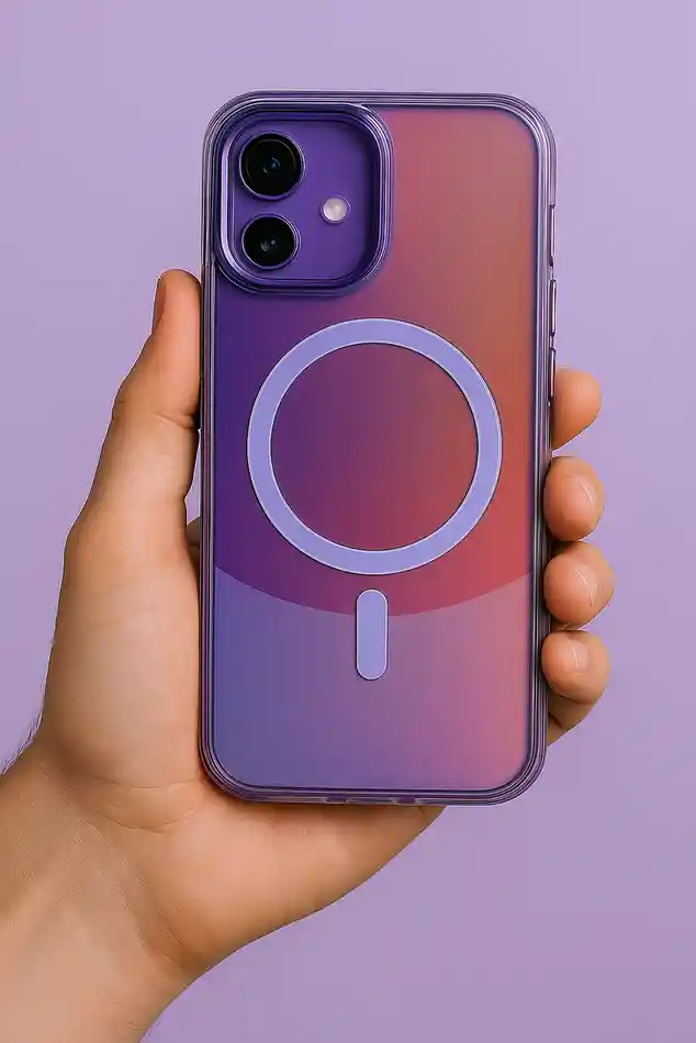 Carcasa Estuche Case Para Iphone 14 Pro Tornasol Morado + Manilla Gratis