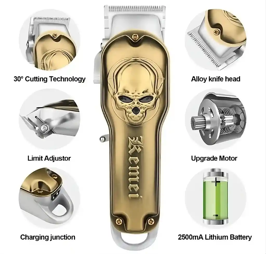 Maquina Para Cortar Pelo Profesional Kemei Calavera Modelo Km-1961