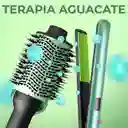 Plancha Alisadora + Cepillo Secador De Cabellos Aguacate
