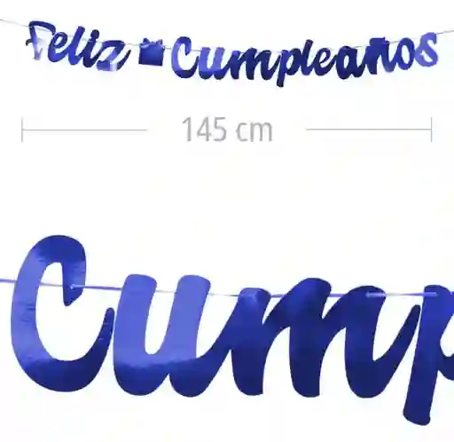 Guirnalda Cursiva Feliz Cumpleaños Azul Carton