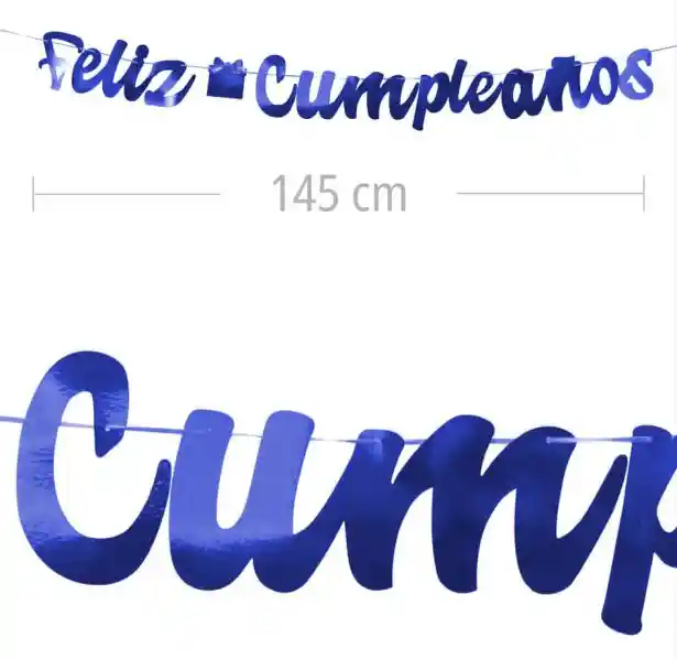 Guirnalda Cursiva Feliz Cumpleaños Azul Carton