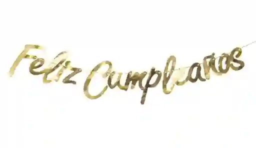 Guirnalda Cursiva Feliz Cumpleaños Dorado Carton