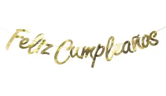 Guirnalda Cursiva Feliz Cumpleaños Dorado Carton