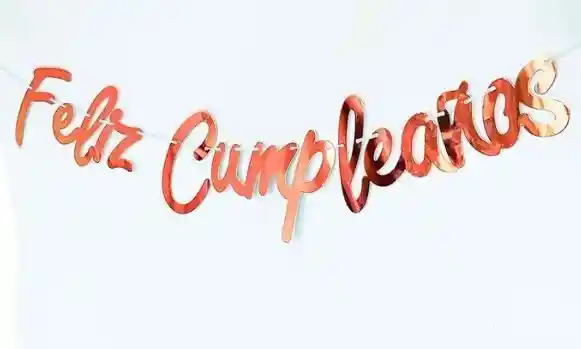 Guirnalda Cursiva Feliz Cumpleaños Oro Rosa Carton