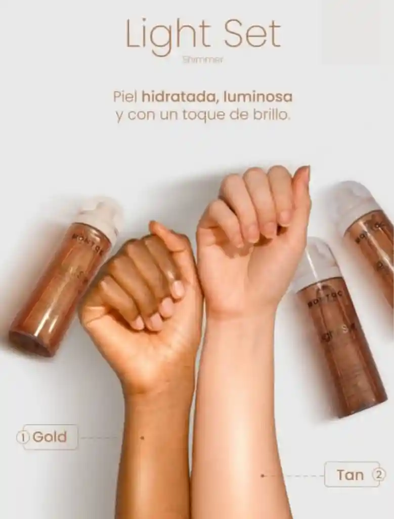 Light Set Shimmer Mist Tonico Tono Tan Montoc