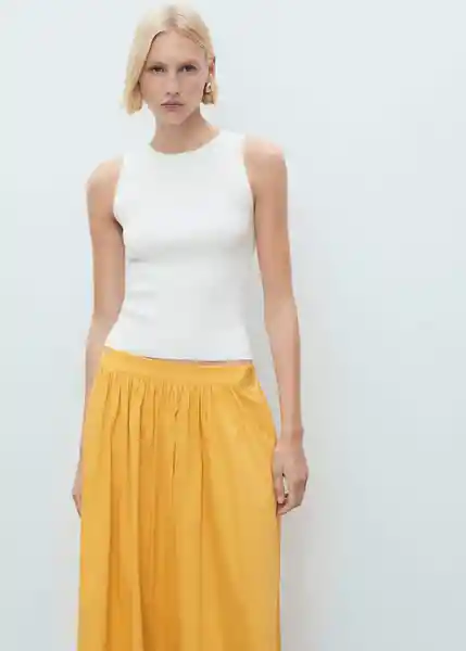 Falda Sunny Mostaza Talla 36 Mujer Mango