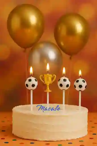Velas De Cumpleaños Temáticas De Fútbol Set De 4 Unidades