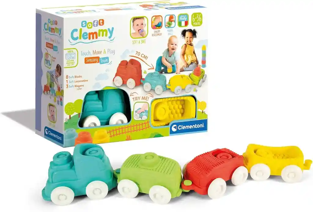 Juego Didáctico Tren Suave Coloridos Sensorial Para Bebés