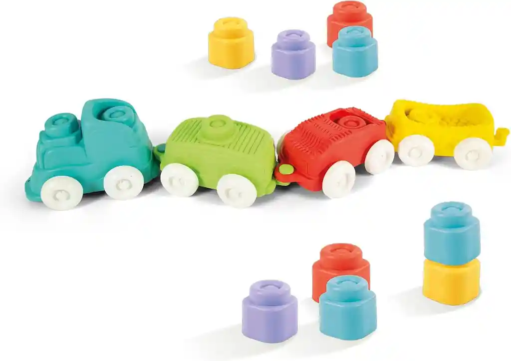 Juego Didáctico Tren Suave Coloridos Sensorial Para Bebés