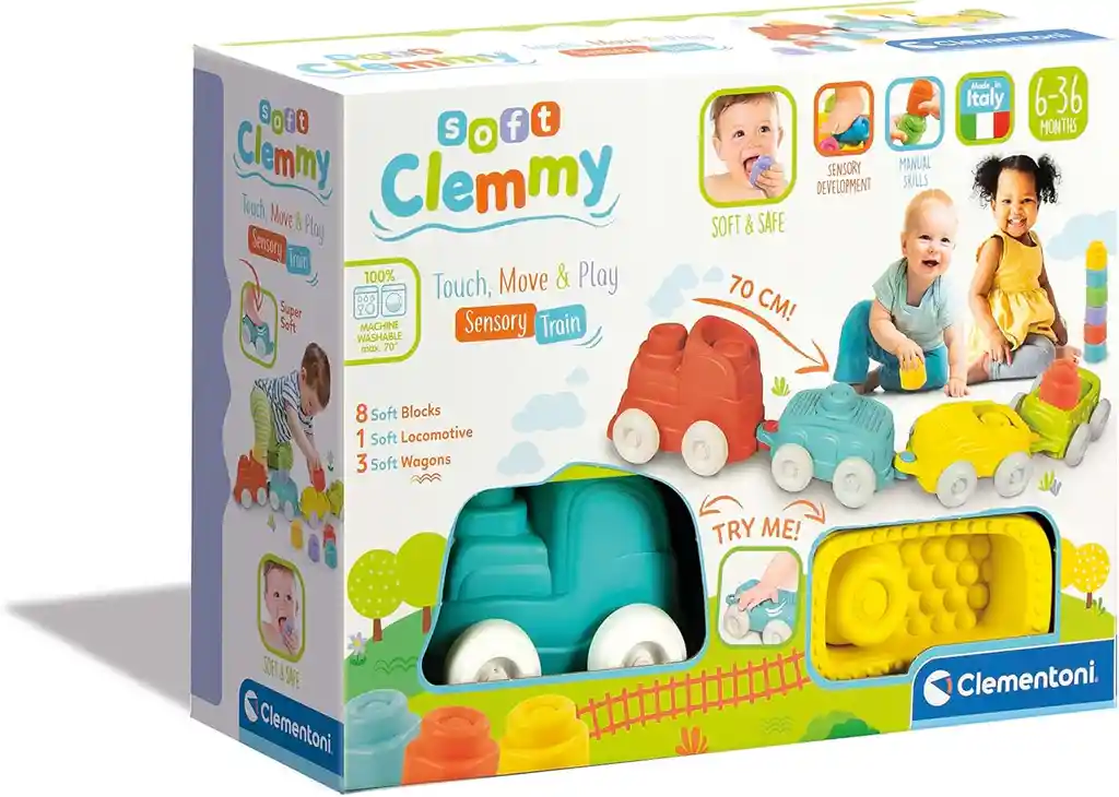 Juego Didáctico Tren Suave Coloridos Sensorial Para Bebés