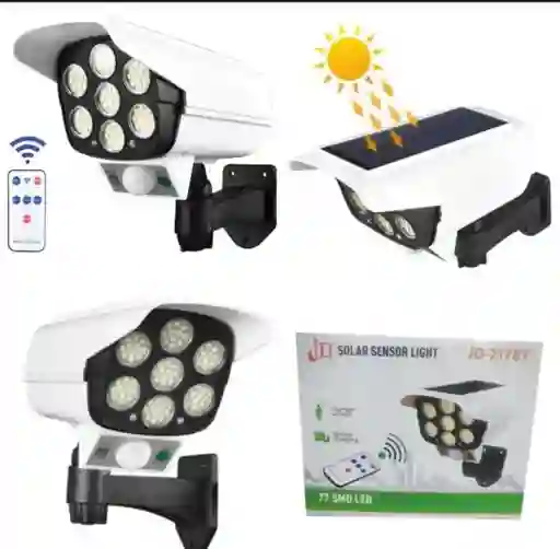 Lámpara Con Panel Solar Sensor De Movimiento Tipo Cámara