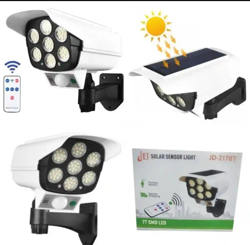 Lámpara Con Panel Solar Sensor De Movimiento Tipo Cámara