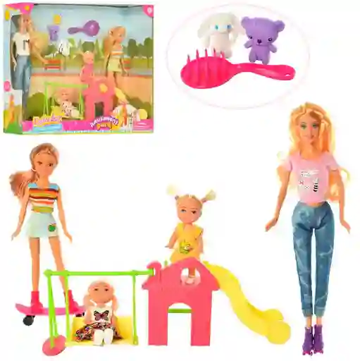 Muñeca Defa Lucy Dia En El Parque Con Niñas Y Accesorios