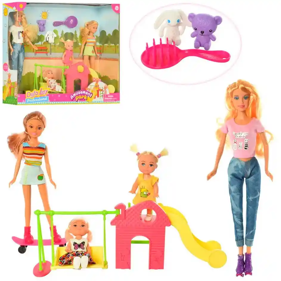 Muñeca Defa Lucy Dia En El Parque Con Niñas Y Accesorios