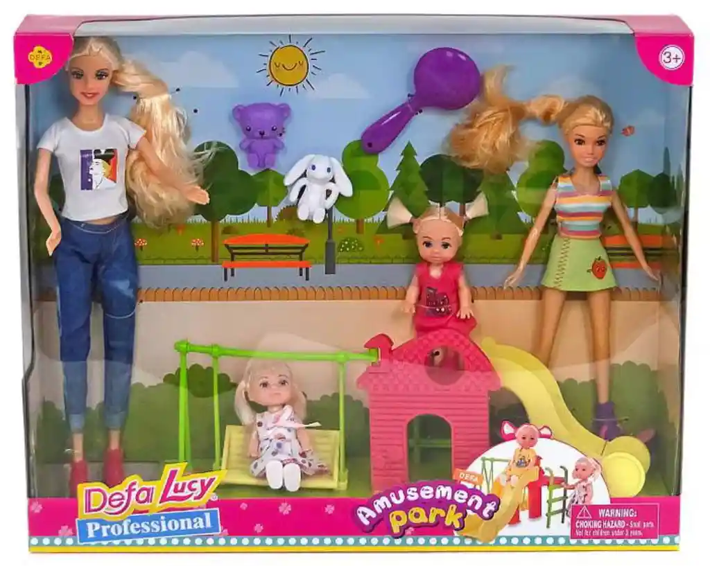 Muñeca Defa Lucy Dia En El Parque Con Niñas Y Accesorios