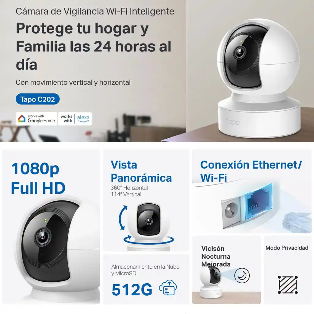 Cámara Wifi Lan Robótica Tp-link Tapo C202, Full Hd Ai Audio