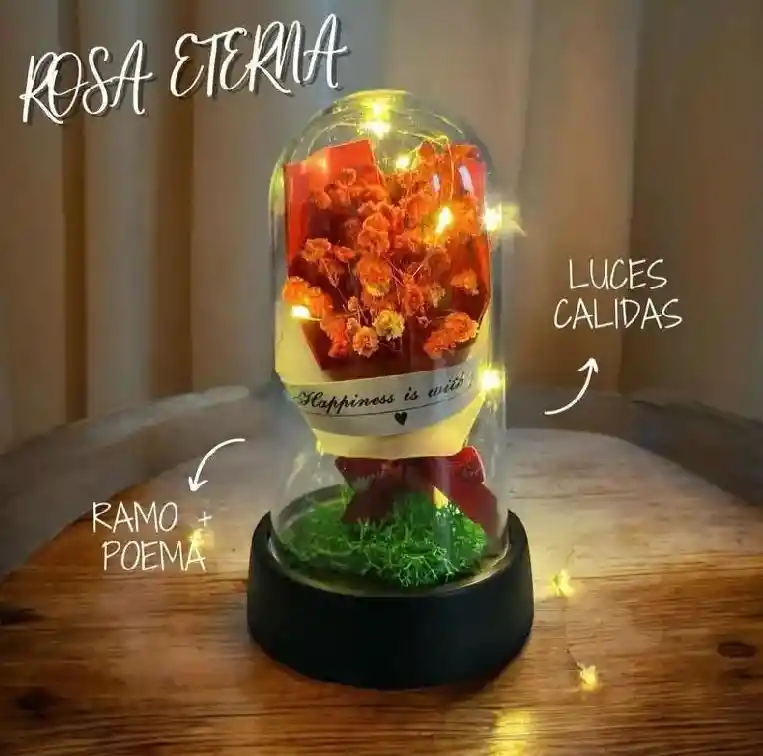 Ramo De Rosas Encapsulada Con Luces