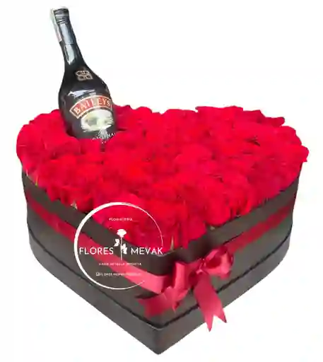 Flores Rosas Rojas Y Botella Baileys Lujos,