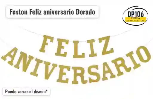 Feston Feliz Aniversario Dorado