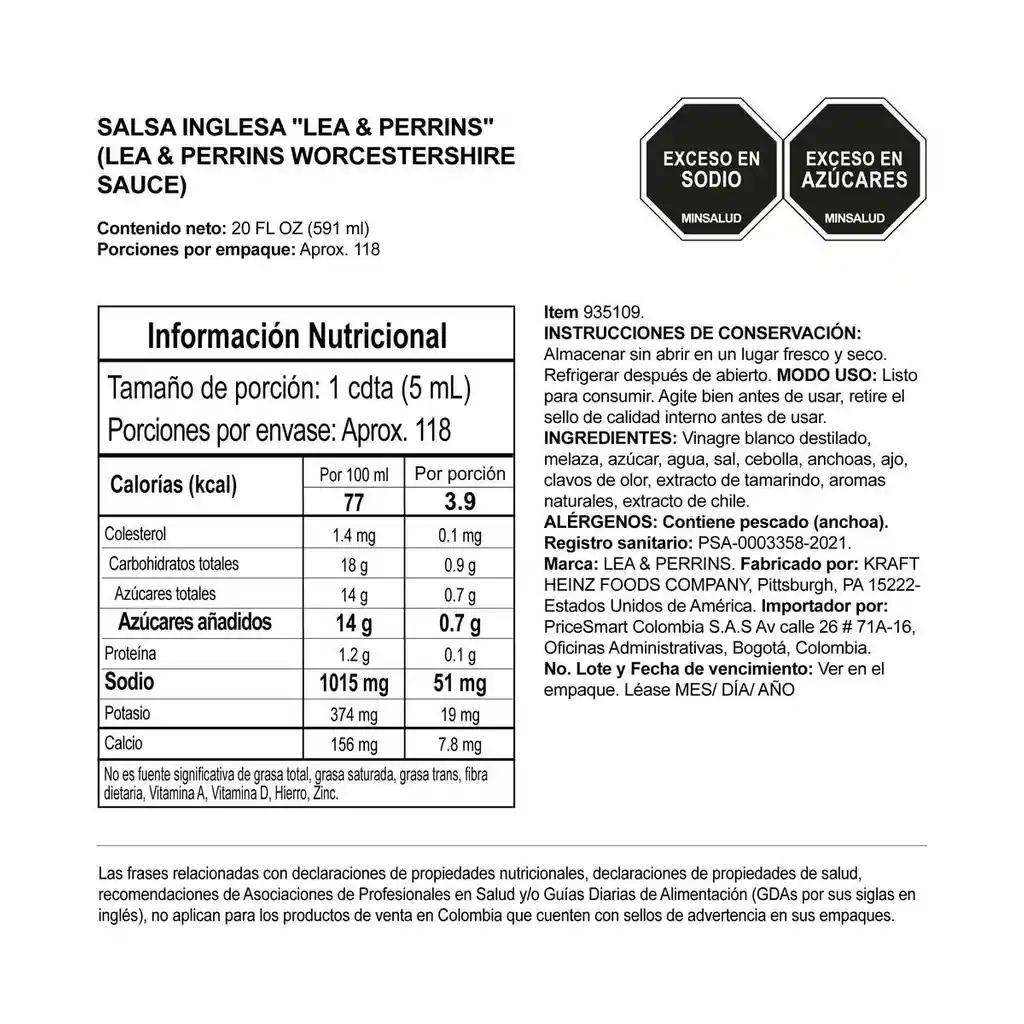 Lea Perrins Salsa Inglesa | Receta Original Con Fermentación Natural – Potencia Sabor En Carnes Y Mariscos – Desde 1835 20 Fl (1.25 Pt) 592 Ml