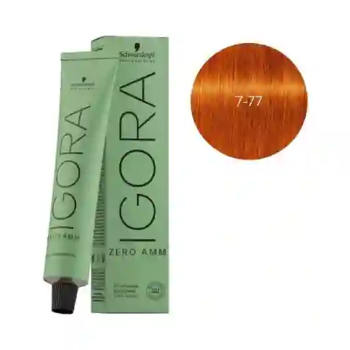 Schwarzkopf Igora Zero Tinte Sin Amoniaco Rubio Medio Cobrizo Intenso #7.77 60ml