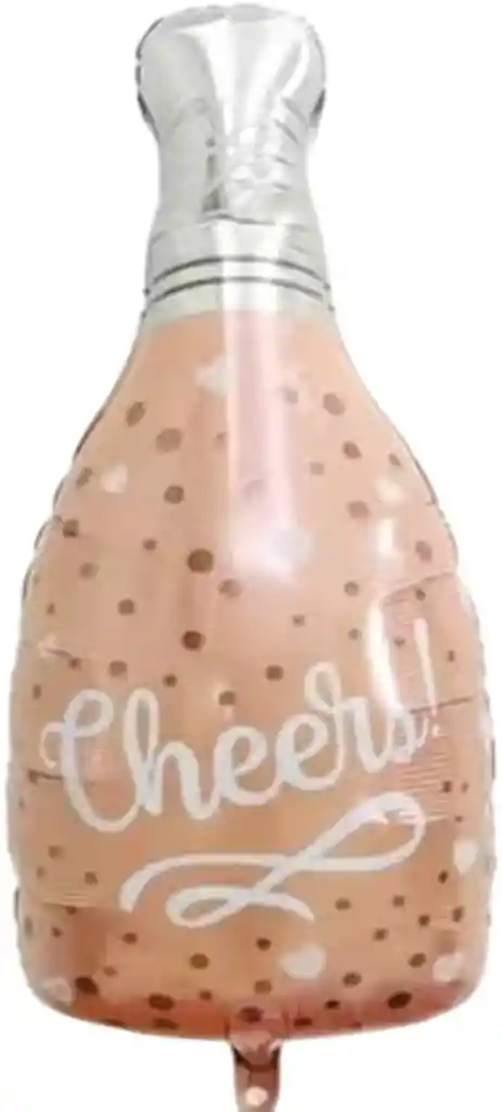 Globo Metalizado Botella Champaña Oro Rosa Cheers