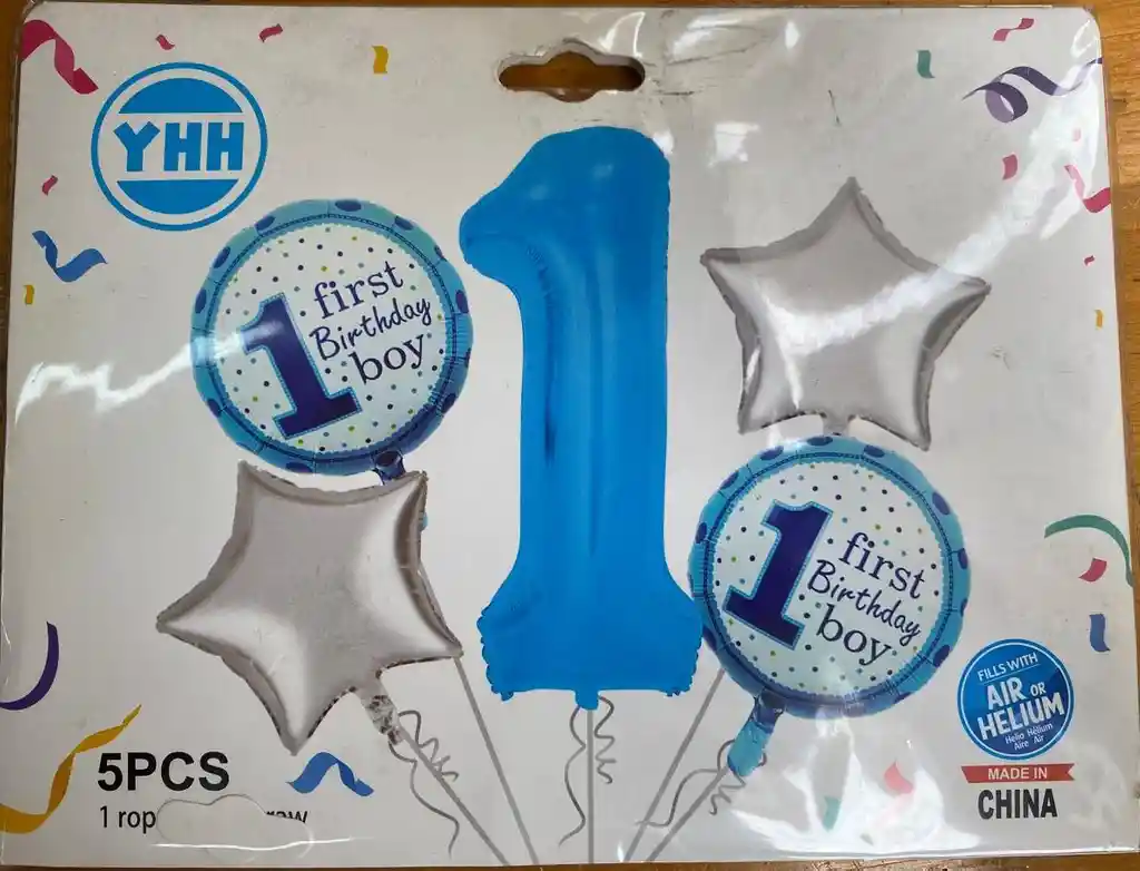 Yhh First Birthday Primero Cumpleaños Nino - 5 Globos