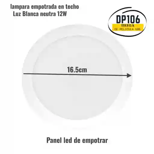 Luz Led De Empotrar Techo Redondo 12 W