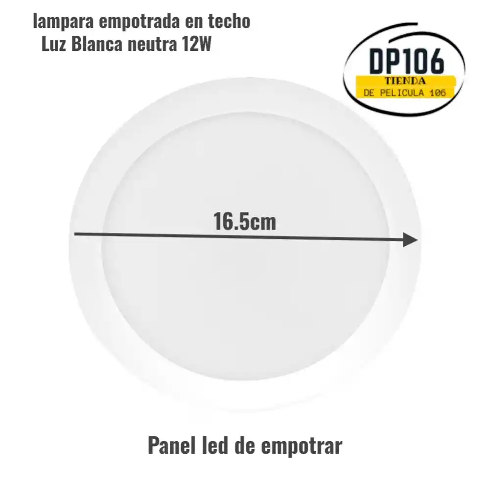 Luz Led De Empotrar Techo Redondo 12 W