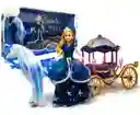 Muñeca Princesa Con Caballo Y Carruaje Mágico Azul Oscuro