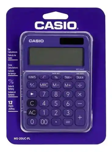 Calculadora Casio 12 Dígitos Ms-20uc-pl Color Morado Original!