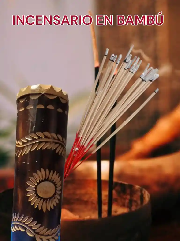 Incensario De Bambu Para Varitas De Inciensos 28 Cm