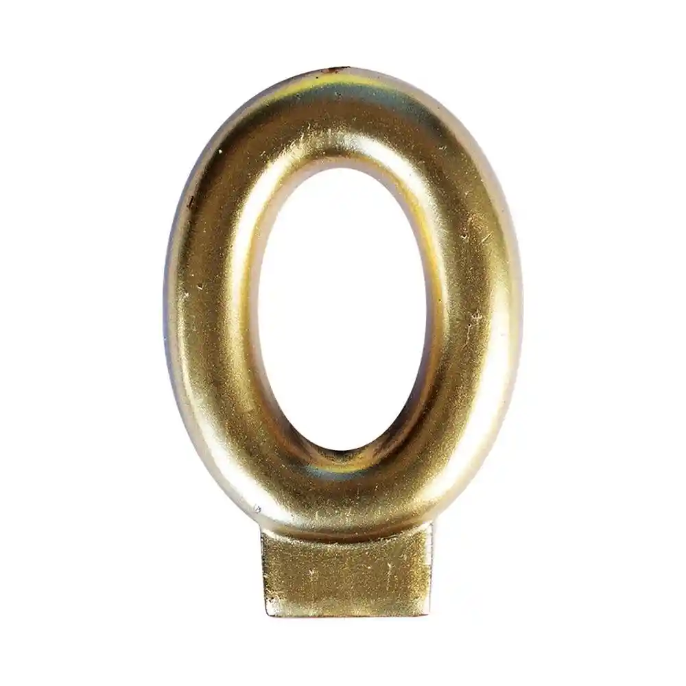 Vela Numero 0 Dorada Metalizada Para Pasteles