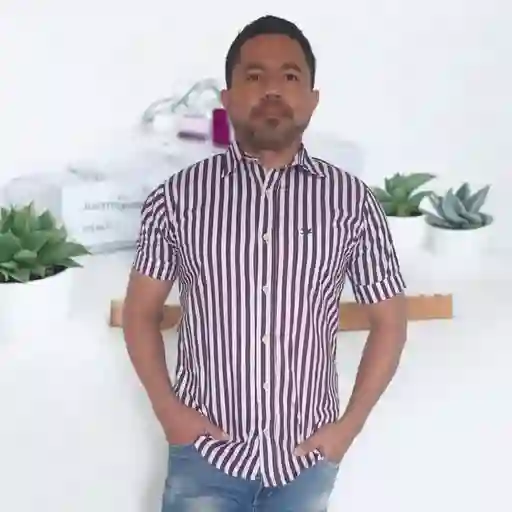 Camisa Para Hombre Manga Corta Líneas Vinotinto. Talla S. Última Unidad