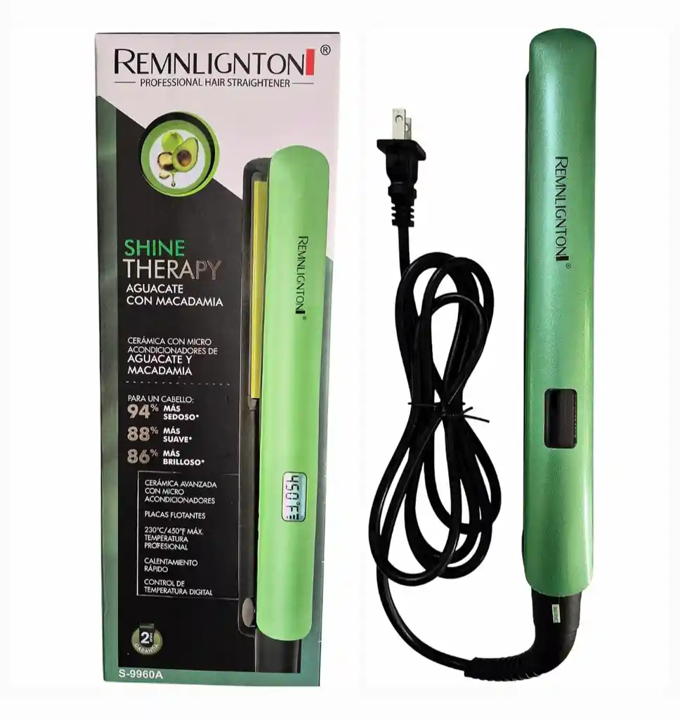 Plancha Para El Cabello Remnlignton Shine Therapy Aguacate Con Macadamia