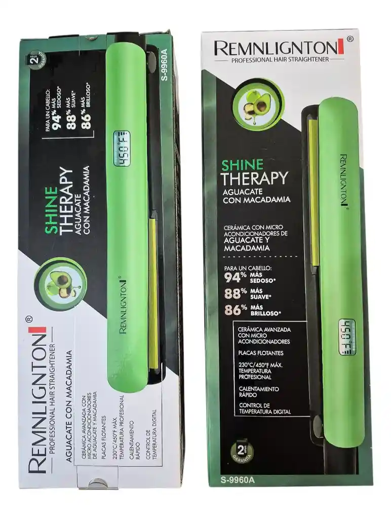 Plancha Para El Cabello Remnlignton Shine Therapy Aguacate Con Macadamia