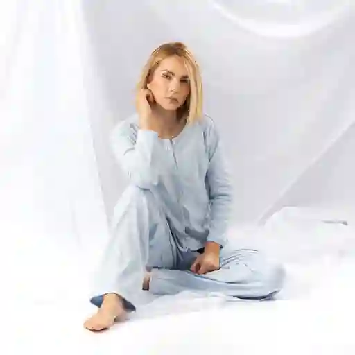 Pijama Tres Pieza Velvet- Talla M Azul