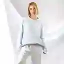 Pijama Con Buzo Velvet, Pantalón Estampado De Rayas- Talla M Azul